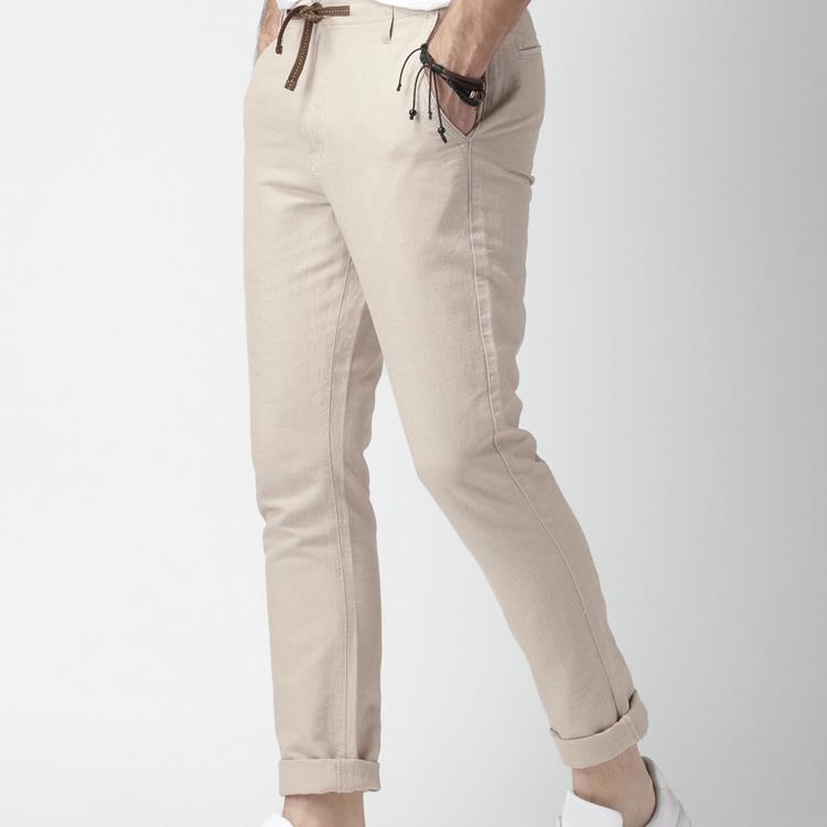 Men casual linen trousers beige 3